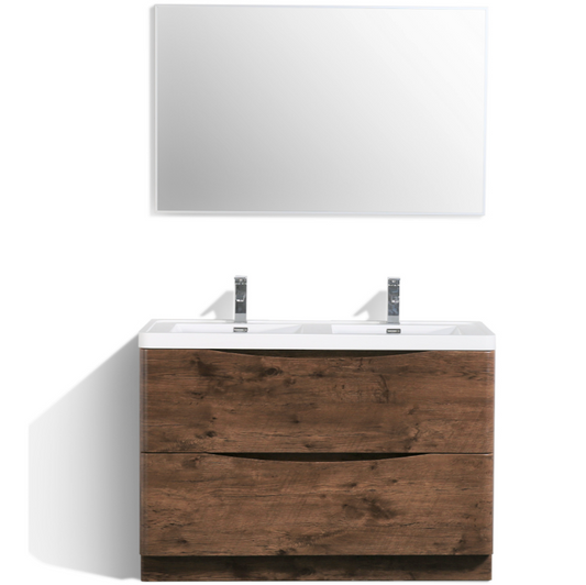 Smile Range Double Sink Floor Standing Vanity Rosewood Finish 1200 x 480 x 850mm