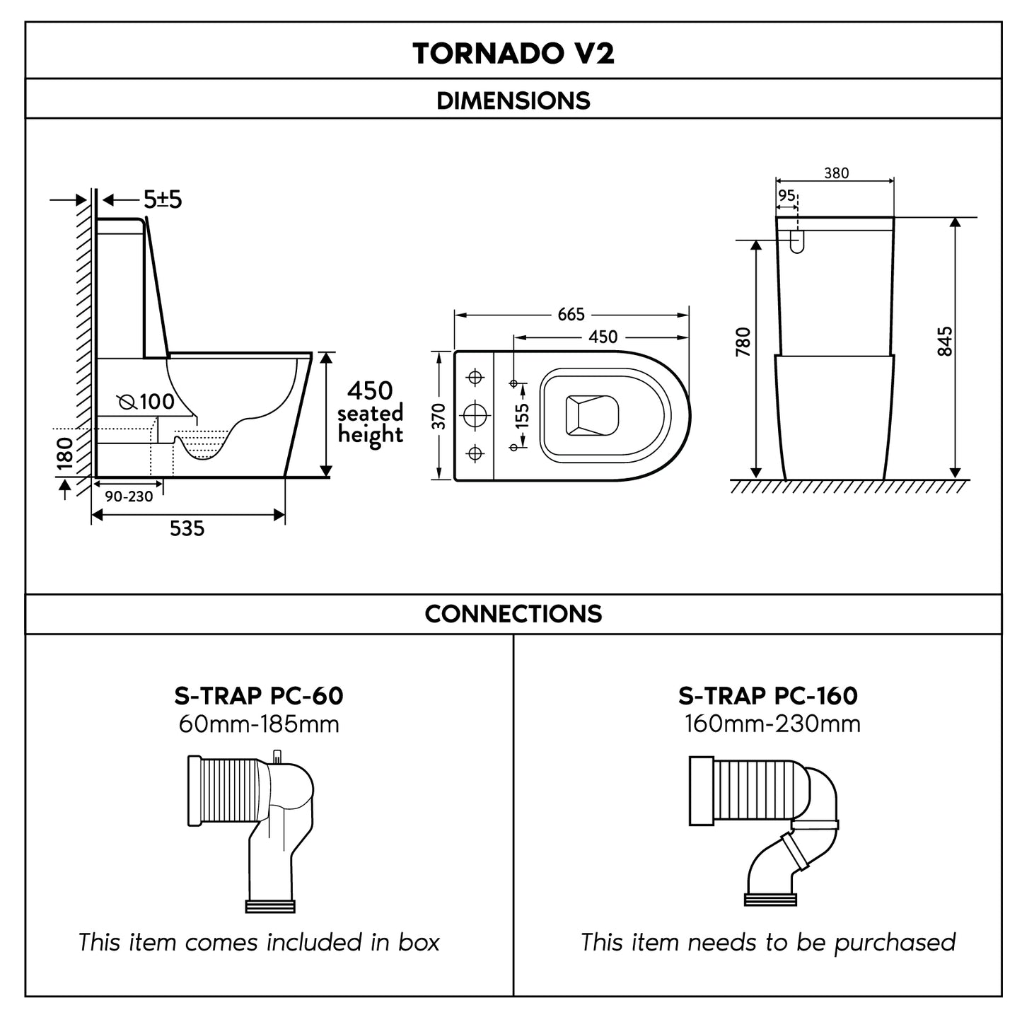 Tornado V.2 Back to Wall Toilet Suite Gloss White