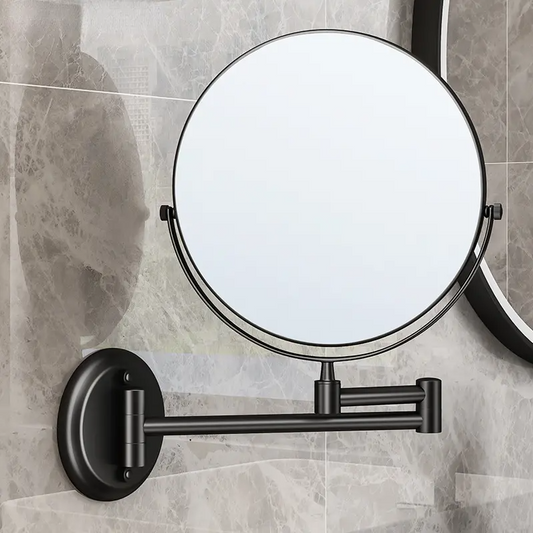 Matte Black Extendable Makeup Mirror with 5X Magnification 200mm Diameter