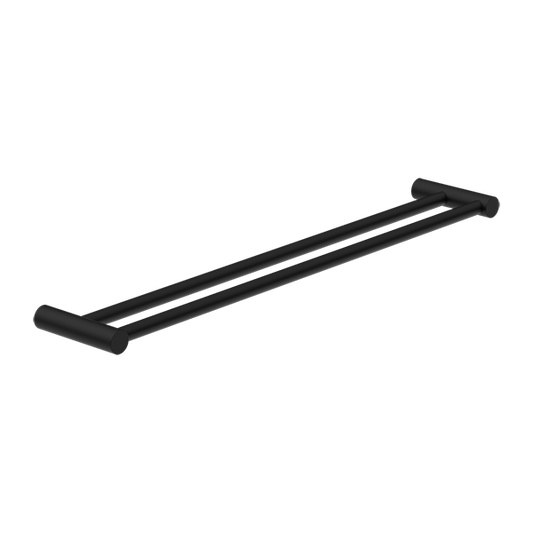 Mecca Range Matte Black Double Bar Towel Rail (Non Heated) 600mm