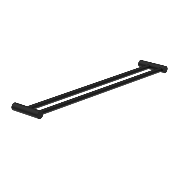 Mecca Range Matte Black Double Bar Towel Rail (Non Heated) 800mm