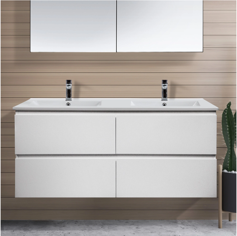 Builder's Range 1200mm Double Wall Hung Plywood Vanity Gloss White