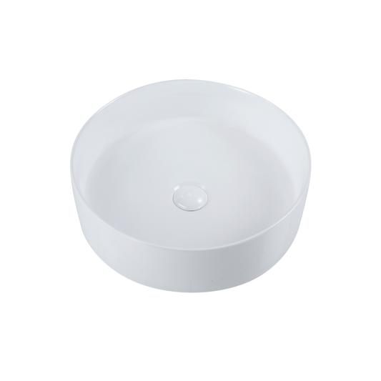 Round Ceramic Countertop Basin Gloss White Finish 360x360x120mm