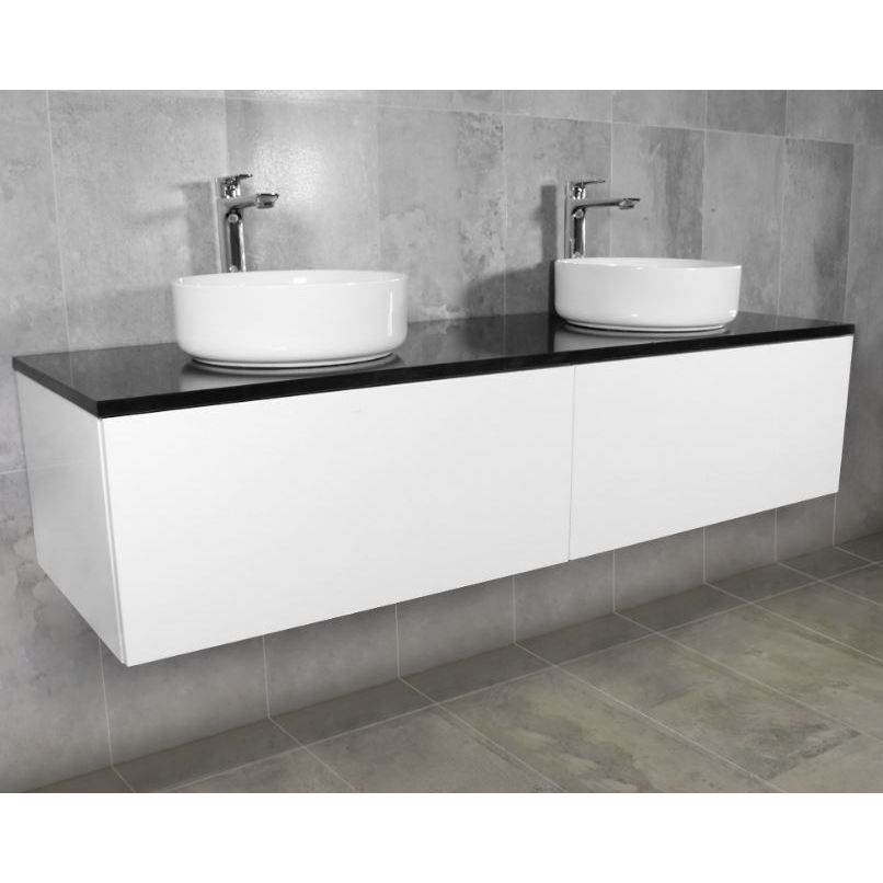 Link Range Wall Mount Double Vanity Gloss White with Stone Benchtop 1800mm