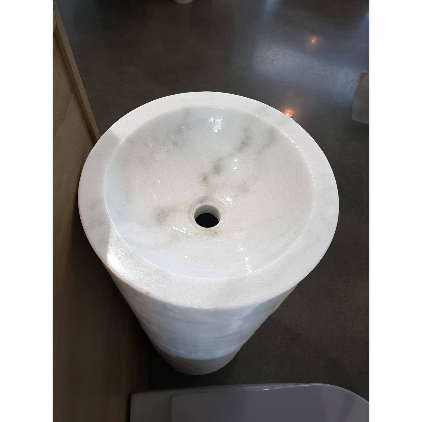 Natural Marble Stone Pedestral Basin Matte Finish Moon White 330 x 330 x 860mm