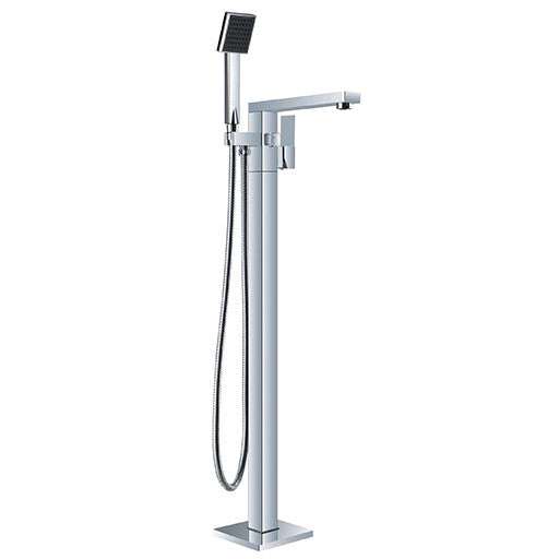 Free Standing Square Bath Filler with Handheld Shower Chrome Finish