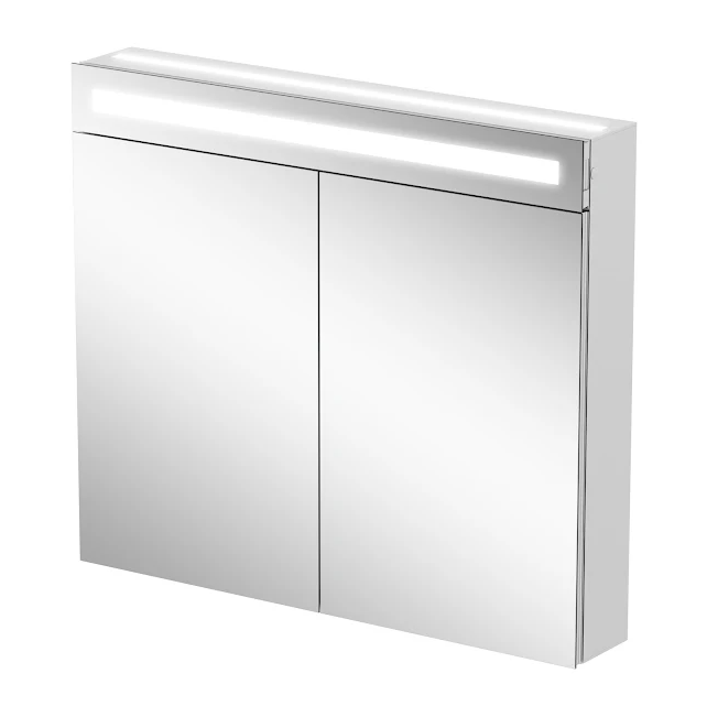 Austin Range Bathroom Mirror Cabinet with an LED Light Gloss White - 900mm