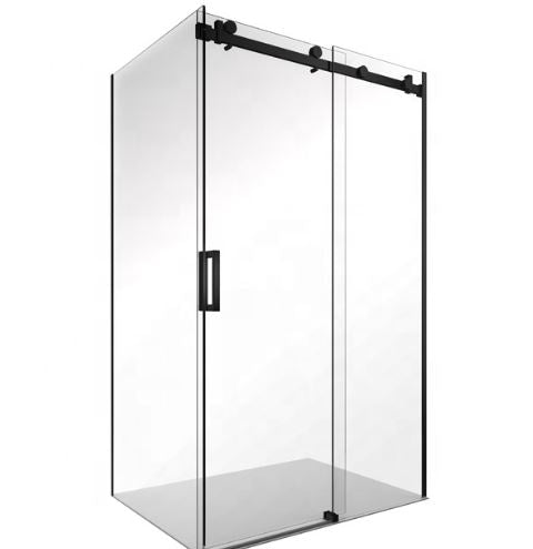 Frameless Sliding Shower Glass Enclosure 1200 x 800mm with Matte Black Hardware