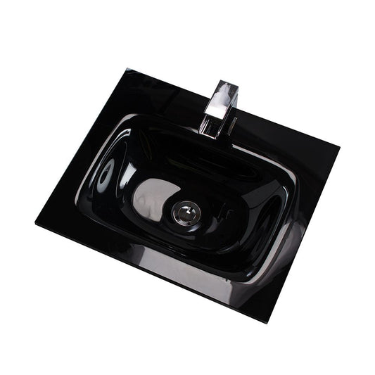Voss Slimline Black Glass Vanity Top without Overflow 750 x 460 x 180mm