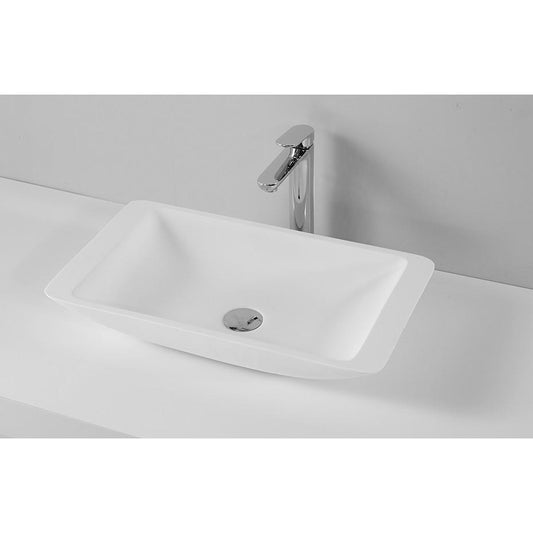 Solid Surface Rounded Rectangle Counter Top Basin - Gloss White 580x340x100mm