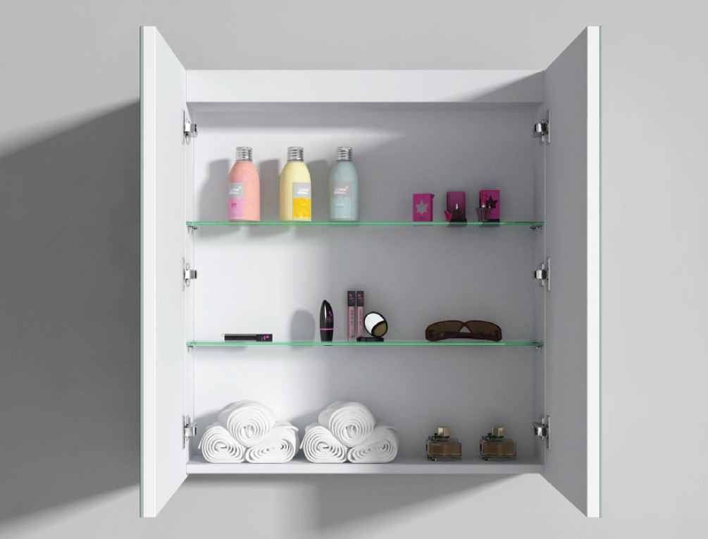 Smile Range Bathroom Mirror Cabinet White Finish 600mm