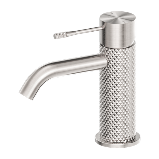Diamond Knurling Opal Basin Mixer - Brushed Nickel with PVD Coating