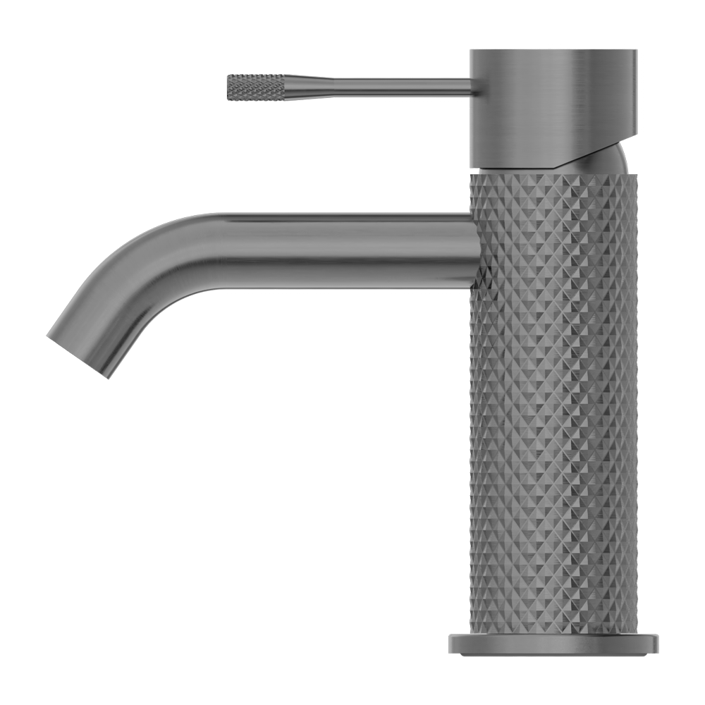 Diamond Knurling Opal Basin Mixer - Graphite with PVD Coating