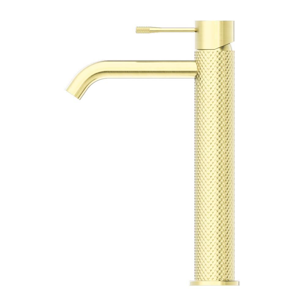 Diamond Knurling Opal Tall Basin Mixer - Brushed Gold with PVD Coating