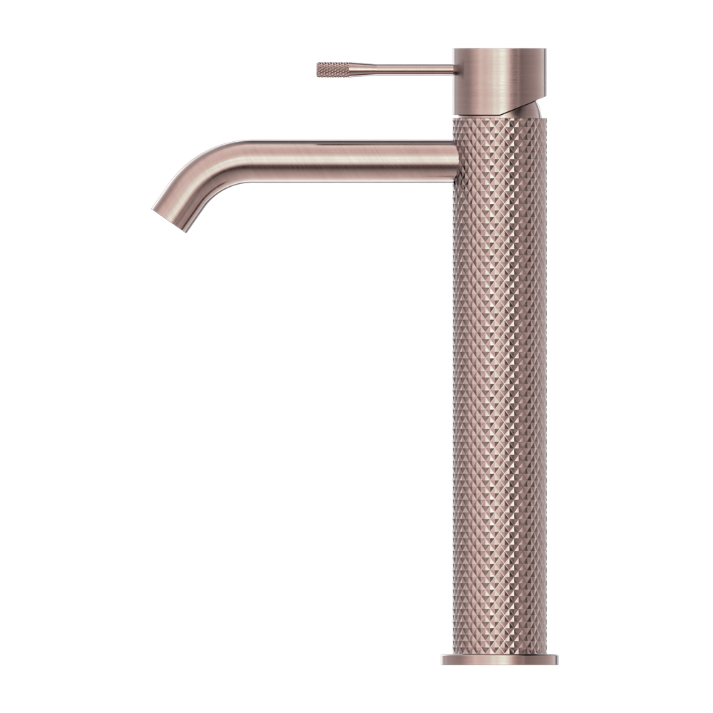 Diamond Knurling Opal Tall Basin Mixer - Brushed Bronze with PVD Coating