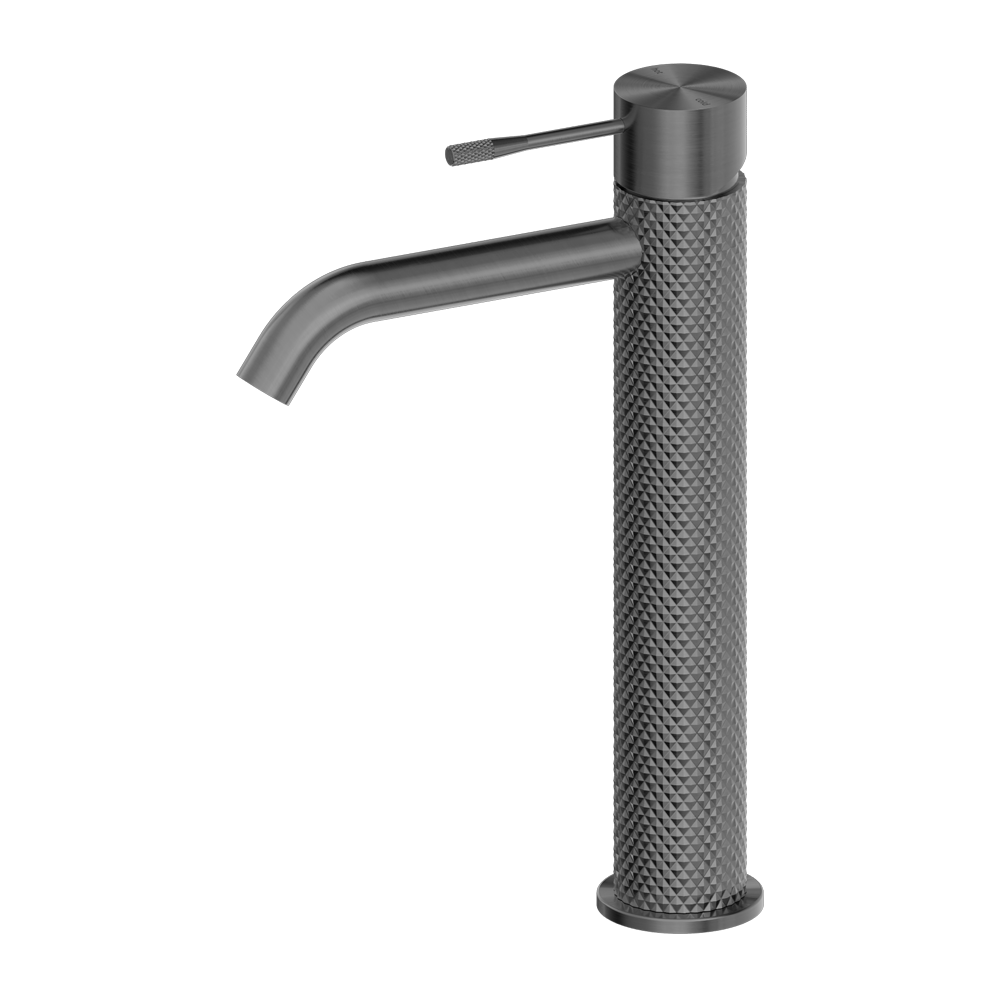 Diamond Knurling Opal Tall Basin Mixer - Graphite with PVD Coating