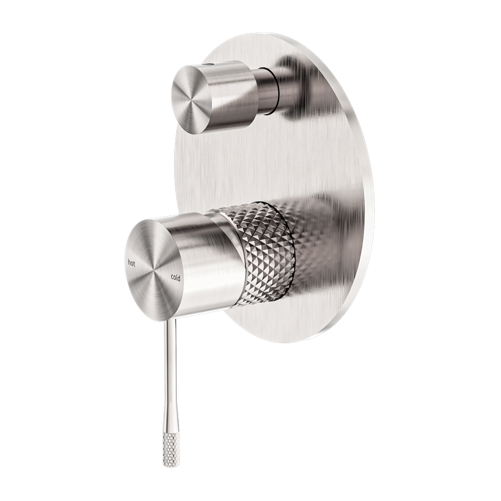 Diamond Knurling Opal Shower Mixer with Diveter - Brushed Nickel with PVD Coating