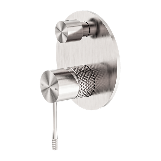Diamond Knurling Opal Shower Mixer with Diveter - Brushed Nickel with PVD Coating
