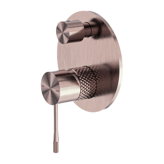 Diamond Knurling Opal Shower Mixer with Diveter - Brushed Bronze with PVD Coating
