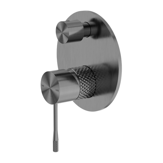 Diamond Knurling Opal Shower Mixer with Diveter - Graphite with PVD Coating