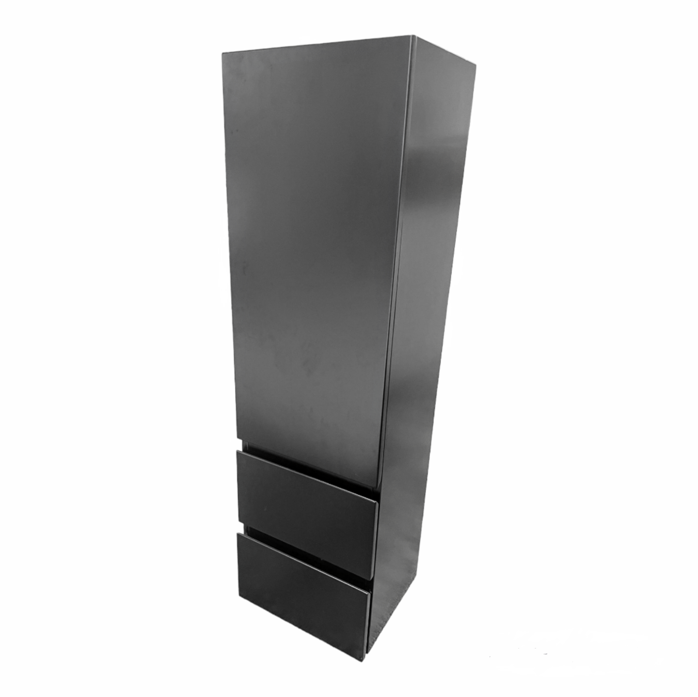 Matte Black Bathroom Tower Side Cabinet with 2 drawers 330w x 315d x 1200h mm