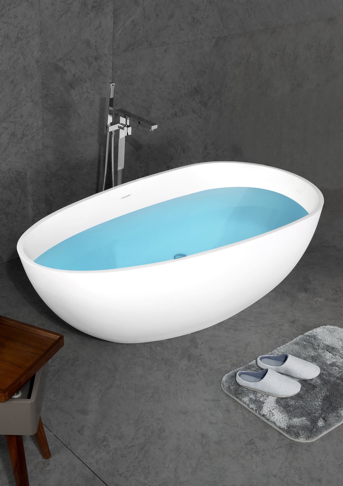 Cast Stone Solid Surface Freestanding Bath Matte White - 1700mm