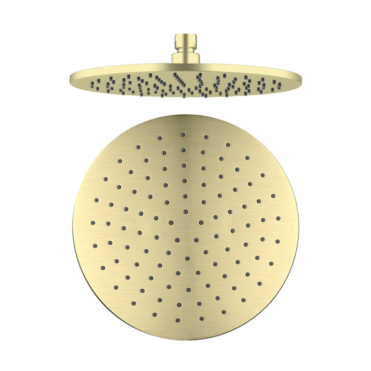 Brushed Gold Wall Mounted Round Rain Shower Head 250mm Diameter
