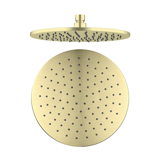 Brushed Gold Ceiling Mounted Round Rain Shower Head 250mm Diameter