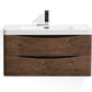 Smile Range Wall Mount Single Sink Vanity Rosewood Finish 1200 x 480 x 480mm