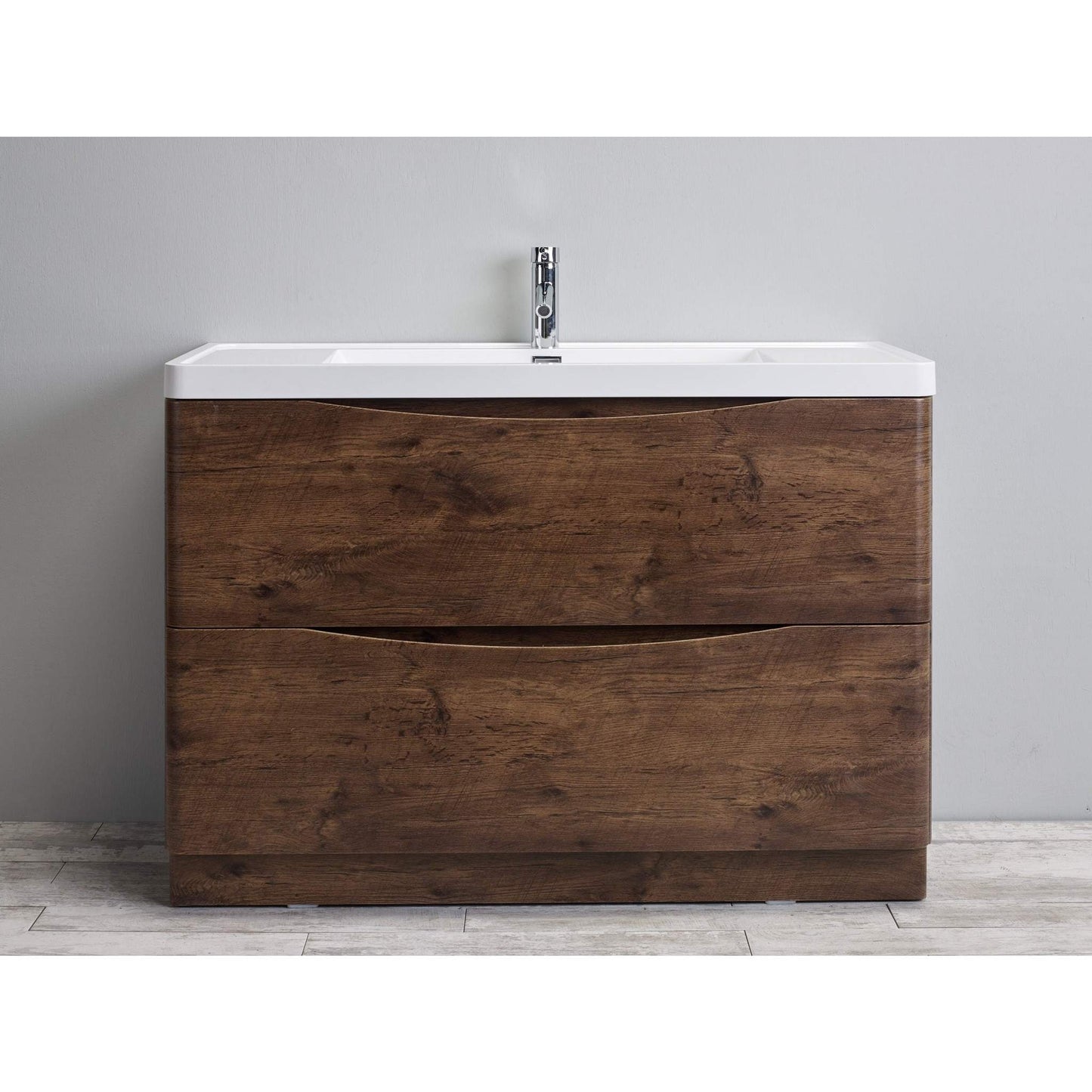 Smile Range Single Sink Floor Standing Vanity Rosewood Finish 1200 x 480 x 850mm