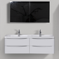 Smile Range Wall Mount Double Sink Vanity Gloss White Finish 1500 x 480 x 480mm