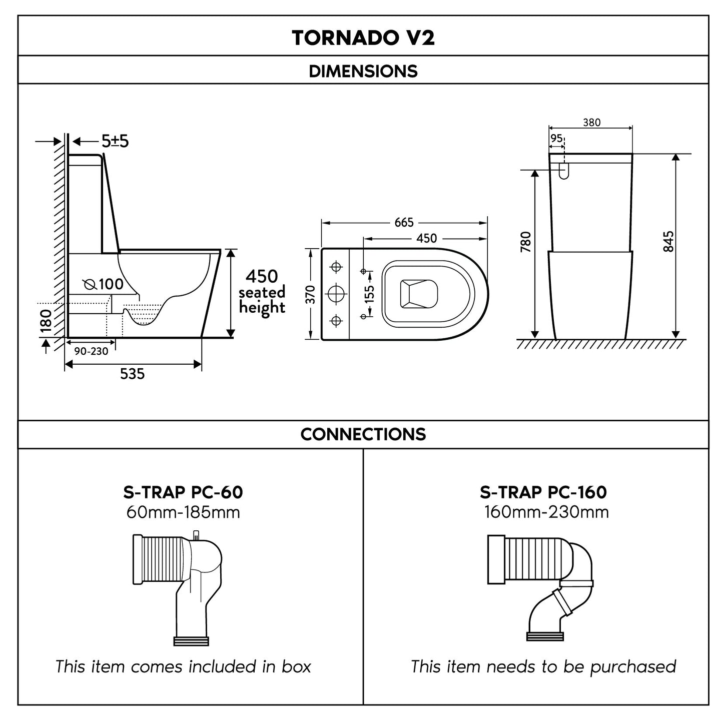 Tornado V.2 Back to Wall Toilet Suite Matte White