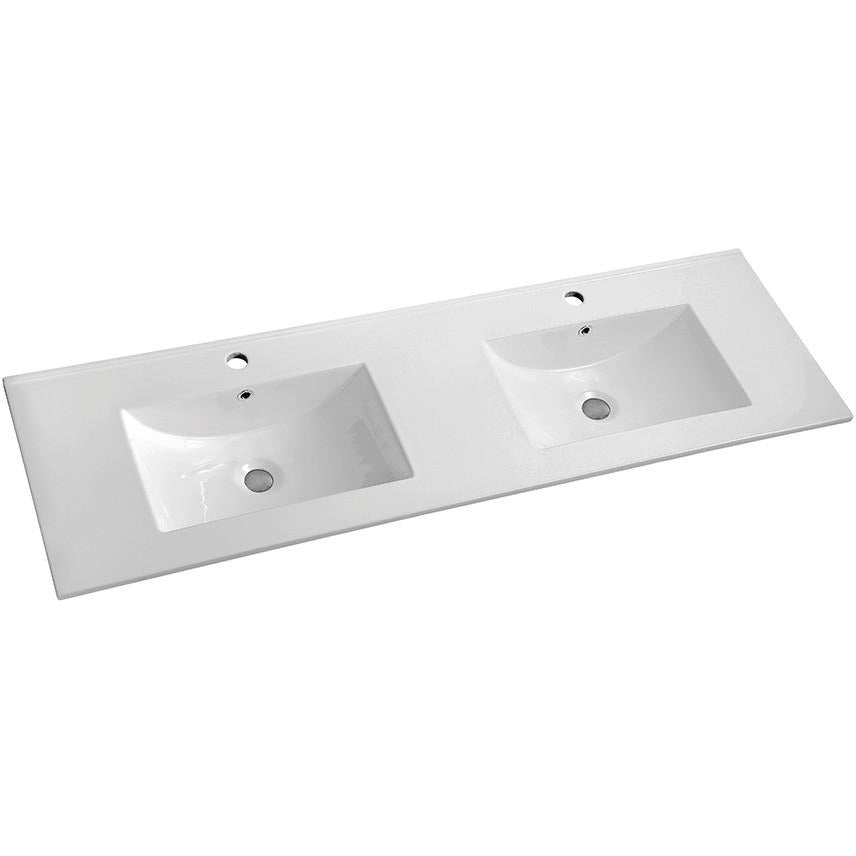 Voss Slimline Double Sink Ceramic Vanity Top with Overflow 1500 x 460 x 180mm