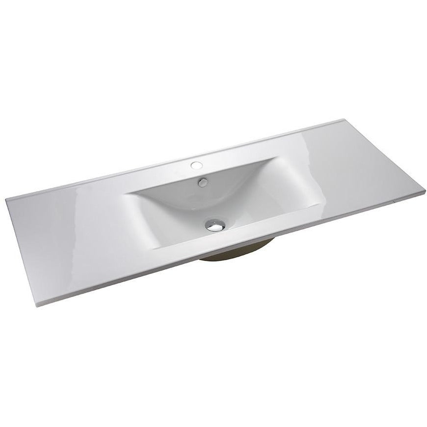 Voss Slimline Single Sink Ceramic Vanity Top with Overflow 1200 x 460 x 180mm