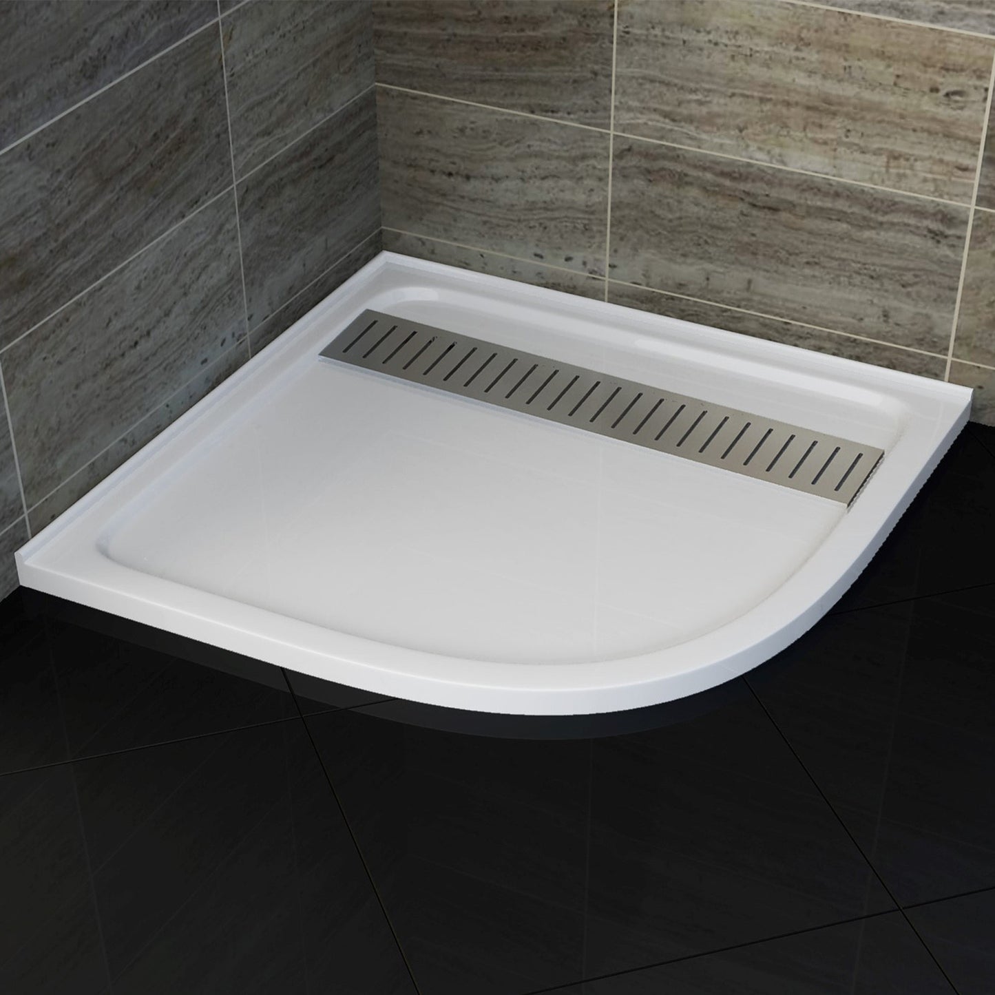 Acrylic Shower Tray With Linear Channel Drain