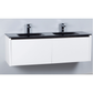 Voss Slimline Black Glass Single Sink Vanity Top without Overflow 1200 x 460 x 180mm