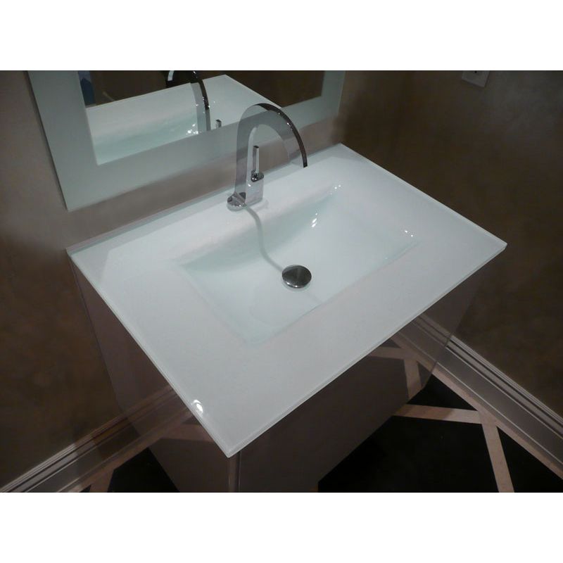 Voss Slimline White Glass Vanity Top without Overflow 600 x 460 x 180mm
