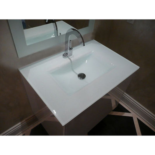 Voss Slimline White Glass Single Sink Vanity Top without Overflow 1200 x 460 x 180mm