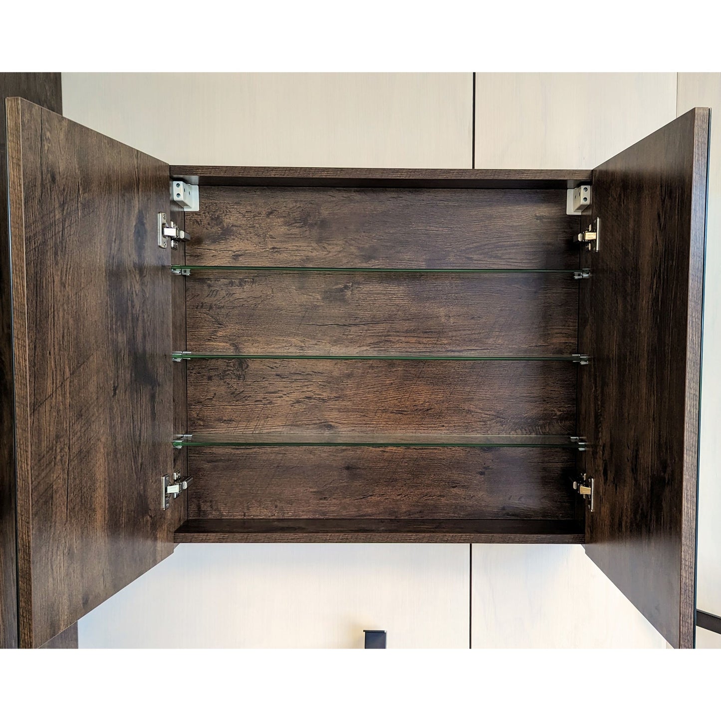 Austin Range Bathroom Mirror Cabinet with an LED Light Rosewood Color - 600mm