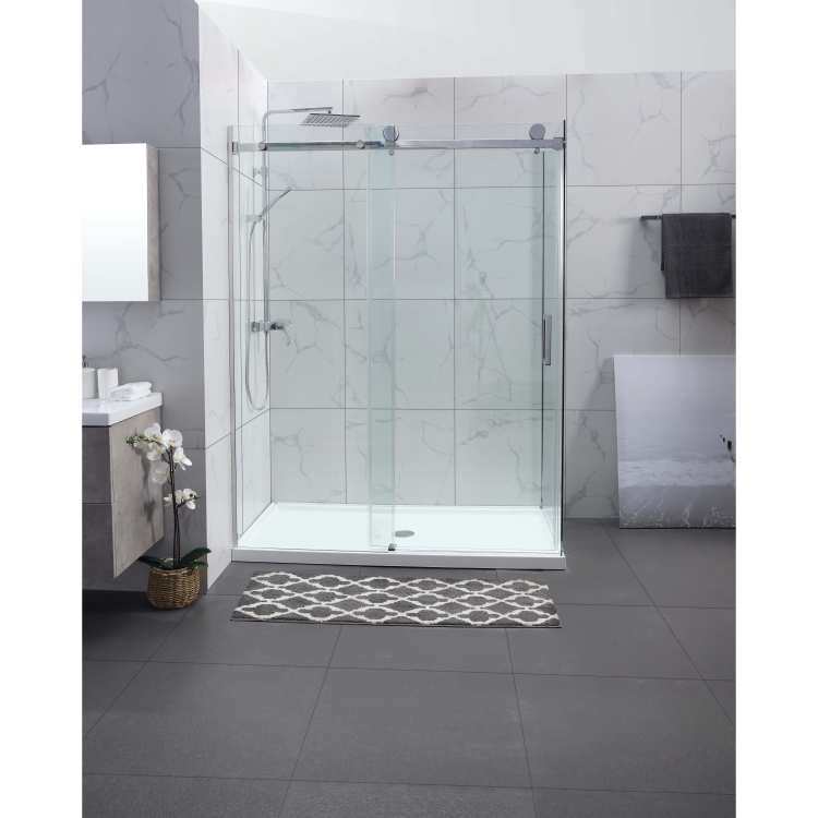 Frameless Sliding Shower Glass Door & Return 1200 x 800mm